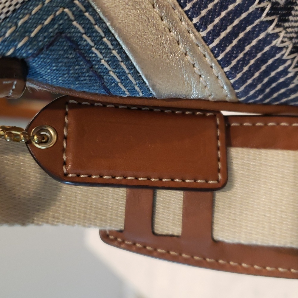 Coach Vintage Patchwork Blue/White Crossbody Bag … - image 3